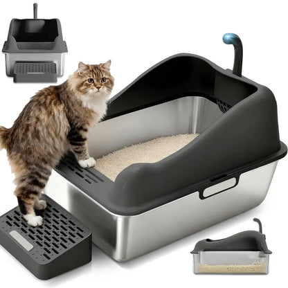 Enclosed Cat Litter Box with 180° Flip Lid and Odor Control, Anti-Leak Design