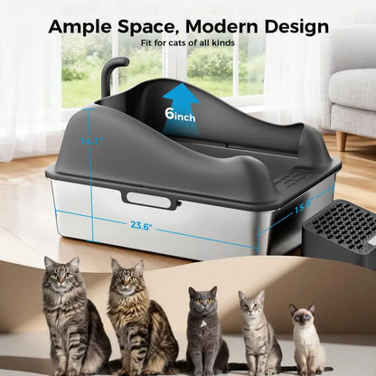 Enclosed Cat Litter Box with 180° Flip Lid and Odor Control, Anti-Leak Design