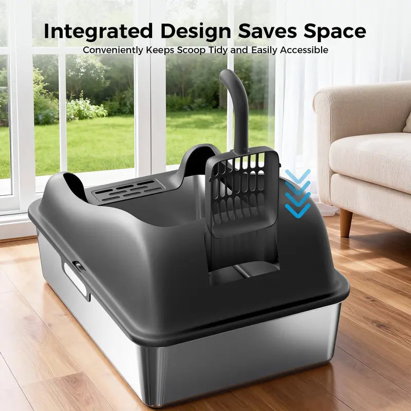 Enclosed Cat Litter Box with 180° Flip Lid and Odor Control, Anti-Leak Design