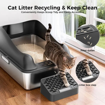 Enclosed Cat Litter Box with 180° Flip Lid and Odor Control, Anti-Leak Design