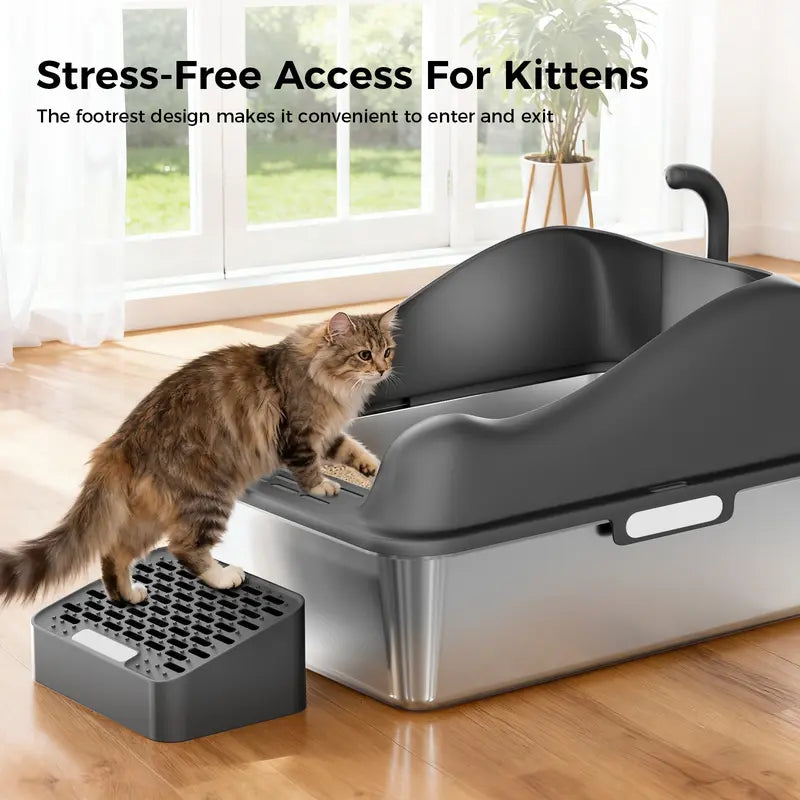 Enclosed Cat Litter Box with 180° Flip Lid and Odor Control, Anti-Leak Design
