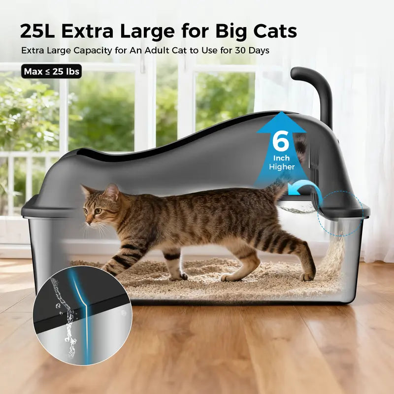 Enclosed Cat Litter Box with 180° Flip Lid and Odor Control, Anti-Leak Design