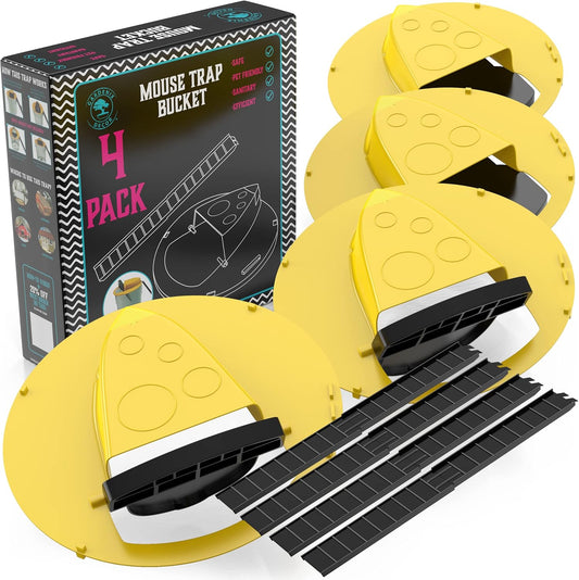 Auto Reset Bucket Lid Trap for Mice and Rats with Built In Ladder, 4-Pack