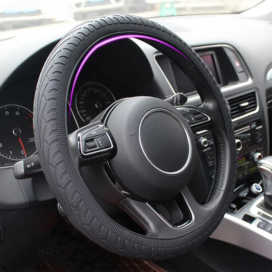 Silica Gel Steering Wheel Cover with Crocodile Texture and Palm Nodules for 14-16in