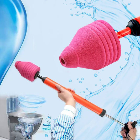 Air Blast Toilet Plunger with Interchangeable Nozzles and Textured Grip