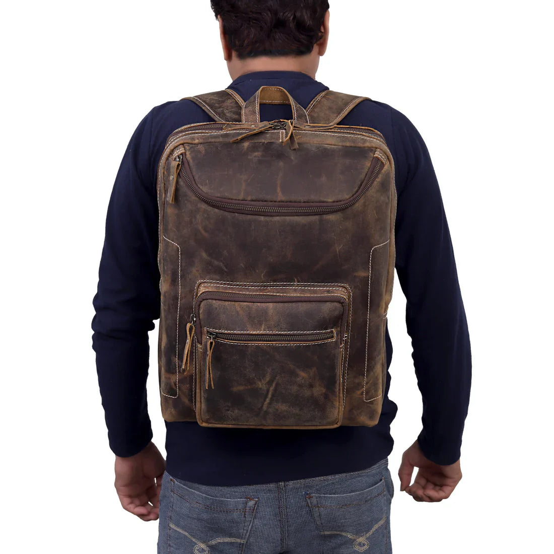 Vintage Leather Travel Backpack, Full Grain Buffalo Leather