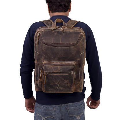 Vintage Leather Travel Backpack, Full Grain Buffalo Leather