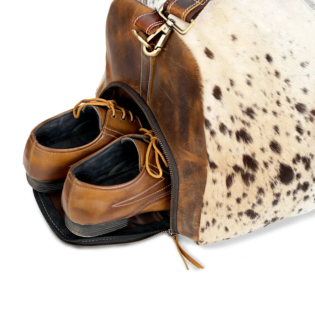 Cowhide Leather Duffel Bag, Unisex Full Grain Leather Travel Bag