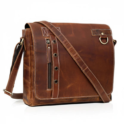Jupiter Leather Messenger Bag, Full Grain Buffalo Leather Laptop Satchel