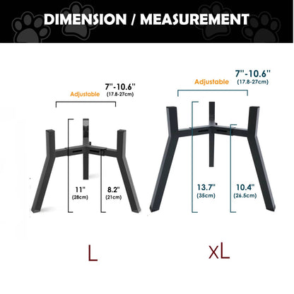 Dog Bowl Stand with Adjustable Width and Foldable Metal Frame, 13.7in Height