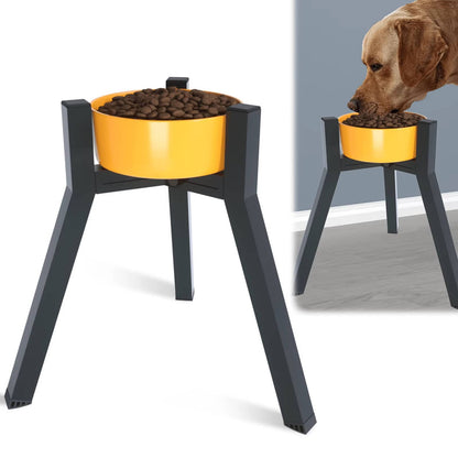 Dog Bowl Stand with Adjustable Width and Foldable Metal Frame, 13.7in Height