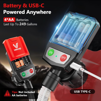 Battery Powered Fuel Transfer Pump with Auto-Stop Sensor and Four Cap Adapters