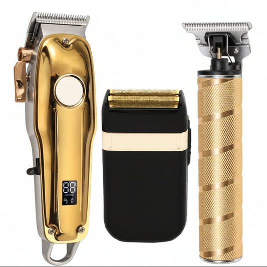 Hair Clipper Set with Outliner Trimmer and Foil Shaver, Cordless Rechargeable