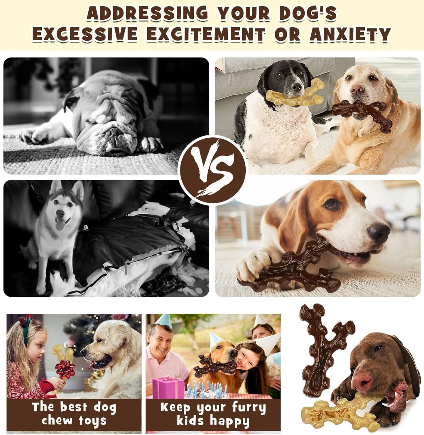 Nylon Chew Toys with Bacon and Maple Scents and Textured Grooves for Medium to Large Dogs