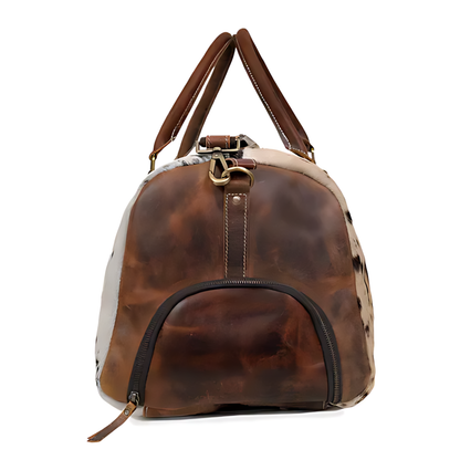 Cowhide Leather Duffel Bag, Unisex Full Grain Leather Travel Bag