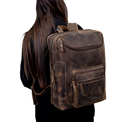 Vintage Leather Travel Backpack, Full Grain Buffalo Leather