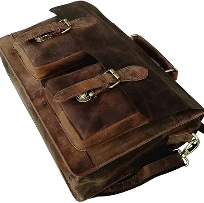 Laptop Leather Briefcase, Top Grain Buffalo Leather