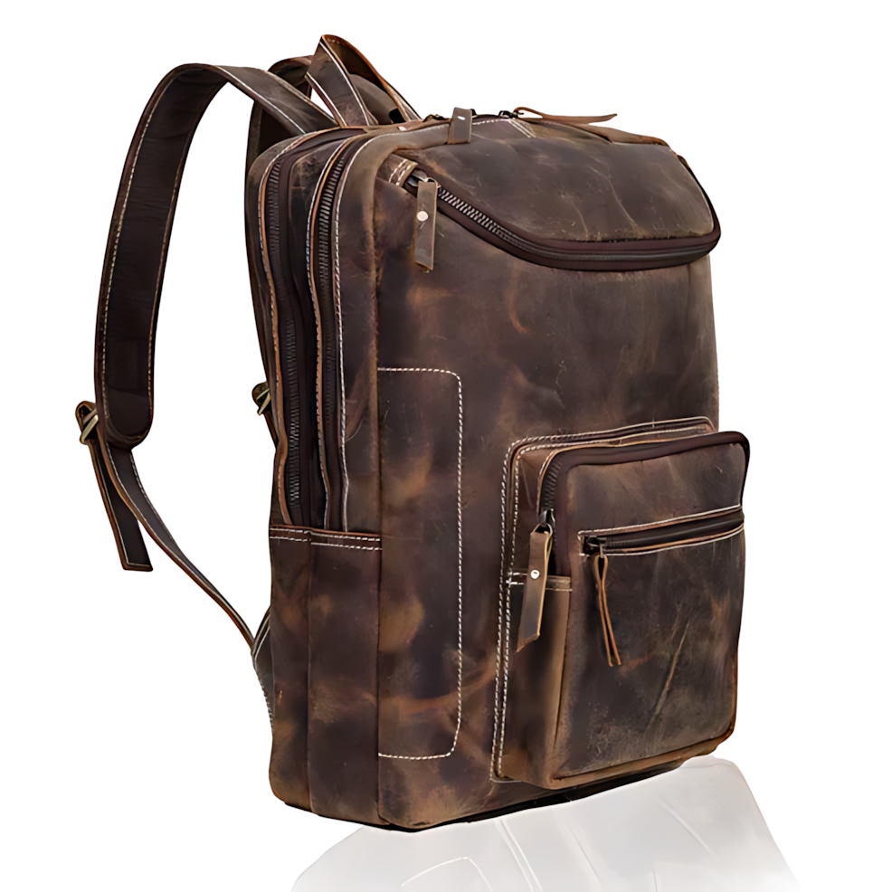 Vintage Leather Travel Backpack, Full Grain Buffalo Leather