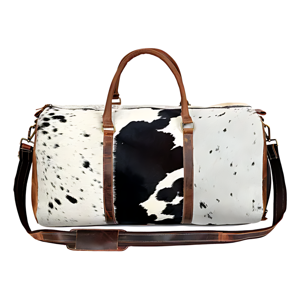Cowhide Leather Duffel Bag, Unisex Full Grain Leather Travel Bag