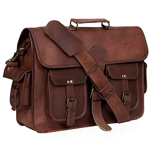 Potter Leather Messenger Laptop Bag, Handcrafted Canvas Lined