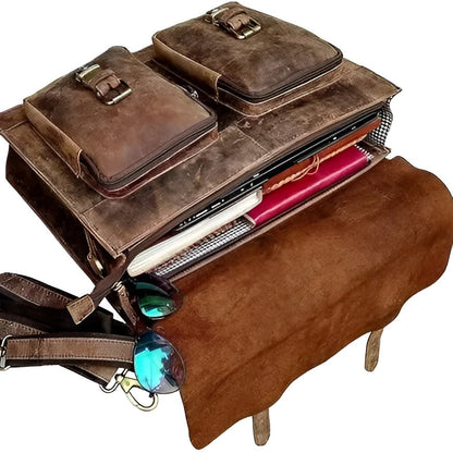 Laptop Leather Briefcase, Top Grain Buffalo Leather